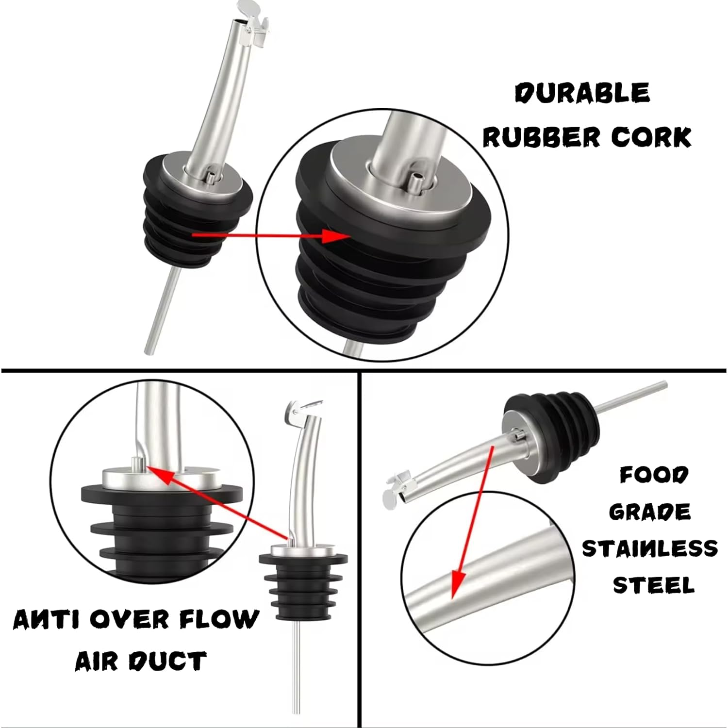 Heartmia 500ml Glass Oil Dispenser Bottle with Stainless Steel Leak-Proof Cork, Oil & Vinegar Bottle, 2 Piece Set - Image 3