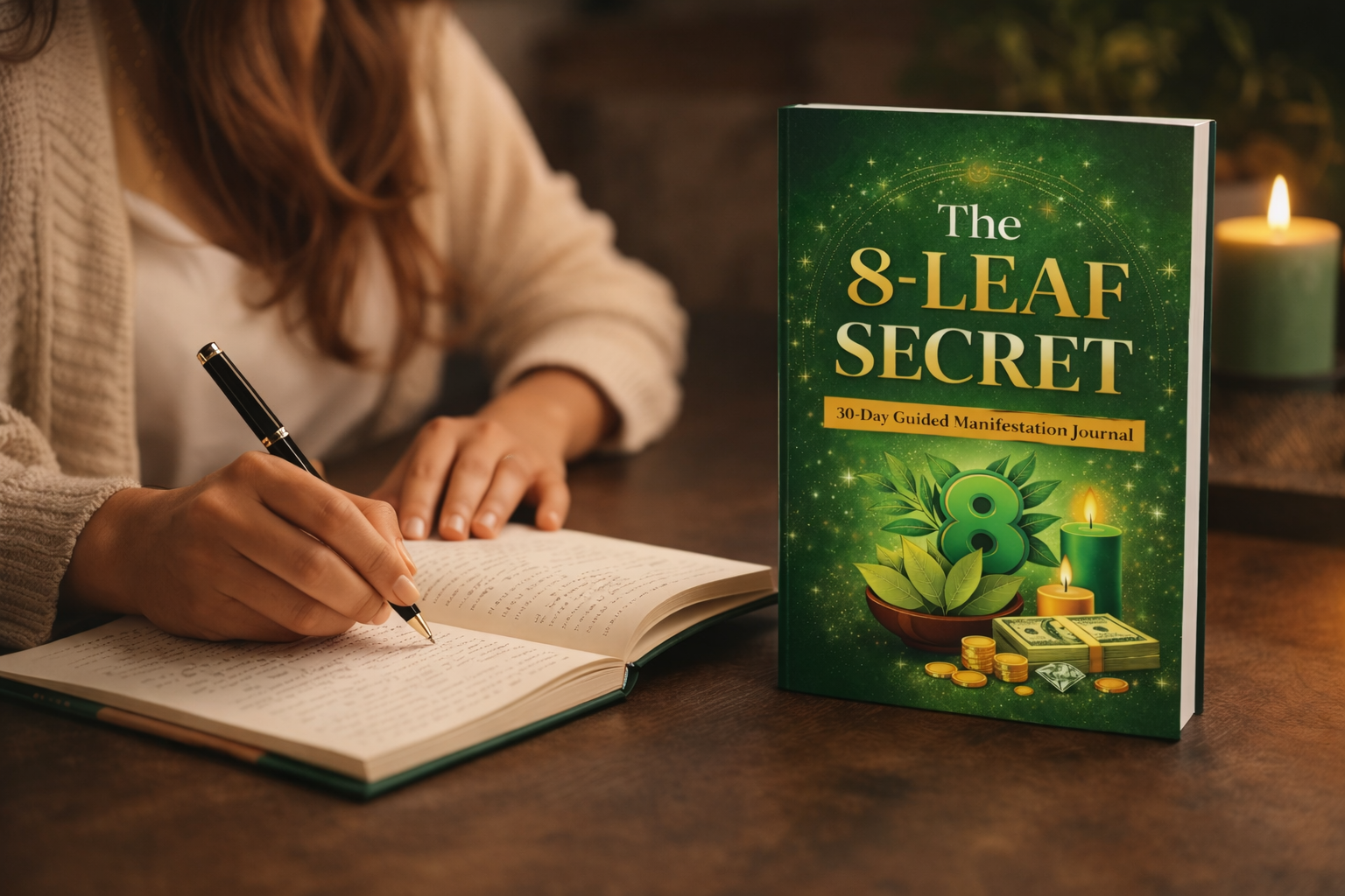 Woman writing in journal lifestyle image